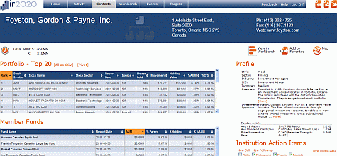Contact - Access investor details; plan and record interactions